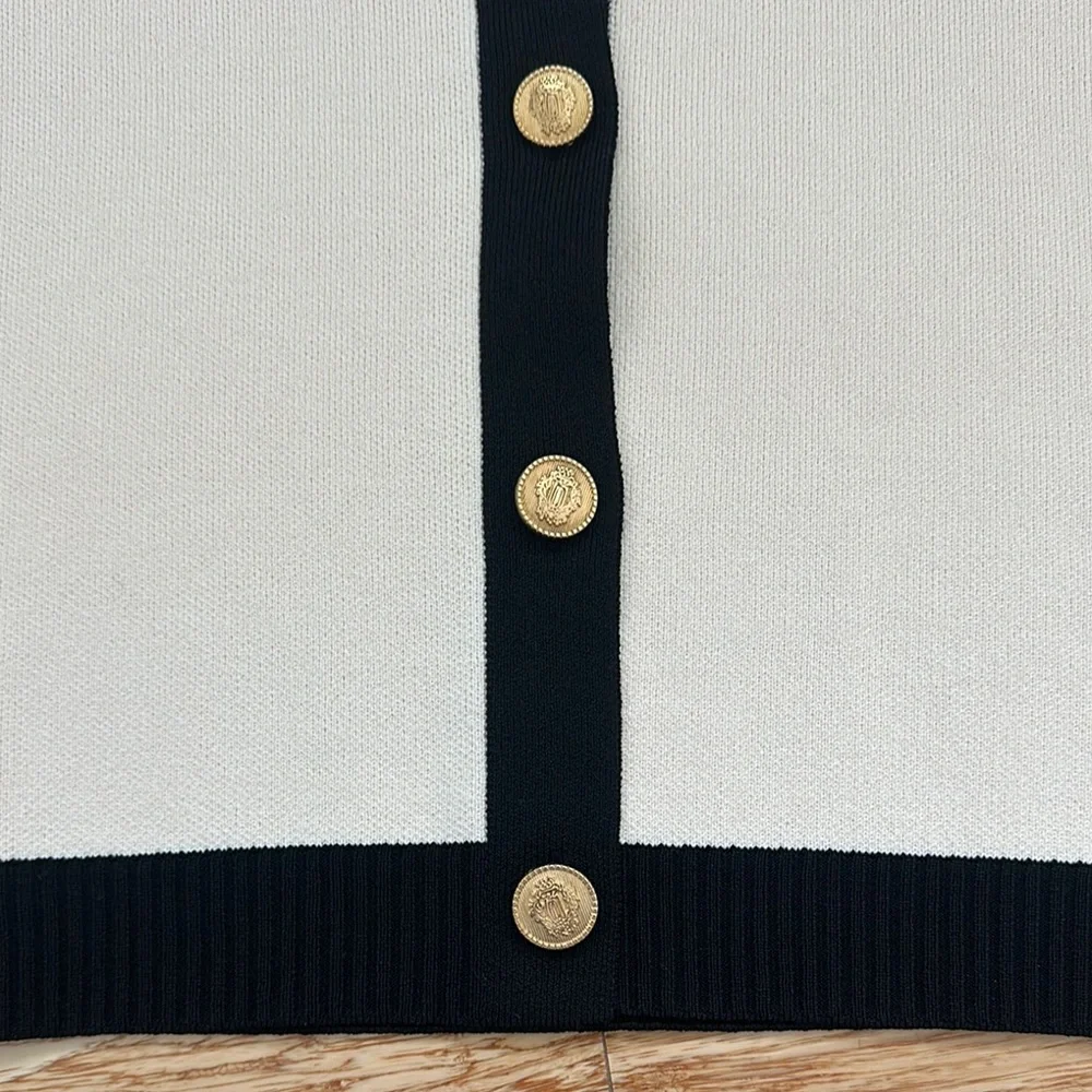 Zara Cream and Black Button-Up Cardigan - Picture 3 of 4